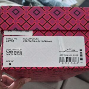 Tory Burch Perfect Black / Gold Patos Goat Leather Sandal